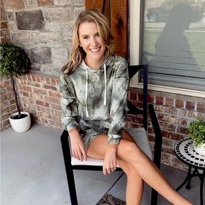 Local Boutique Green Tie Dye lounge set